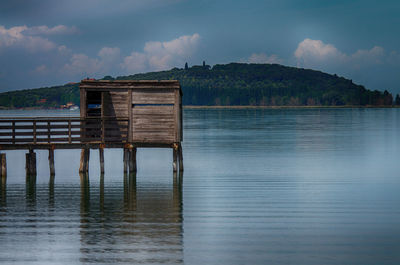 Scenic view of lake against sky