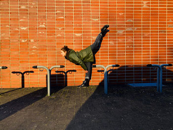 Shadow of woman on wall