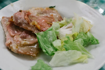 Close-up of food in plate on table