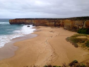 Scenic view of beach against sky