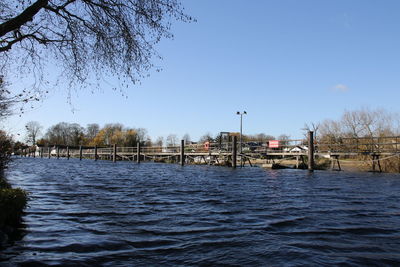 Scenic view of river against clear sky