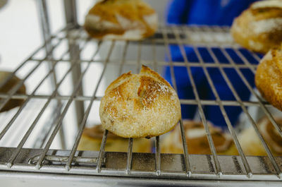 Close-up of bread on barbecue grill