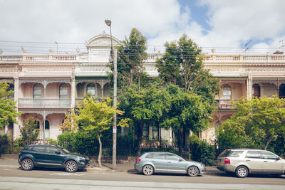 Trees and plants against building in city