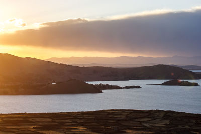 Scenic view of sea against sky during sunset