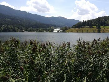 Scenic view of lake against sky