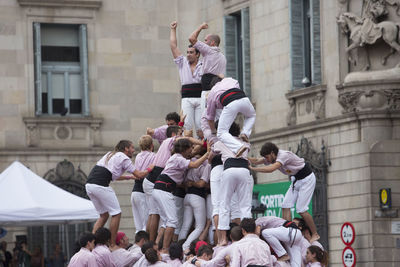 Group of people in front of building