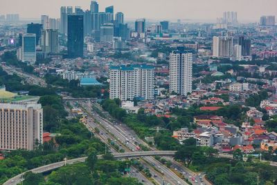 High angle view of cityscape