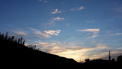 Low angle view of silhouette trees against sky during sunset