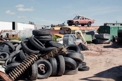 Heap of tires at junkyard