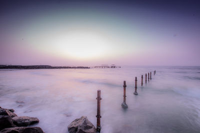Scenic view of sea against clear sky
