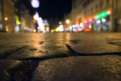 Close-up of illuminated city at night