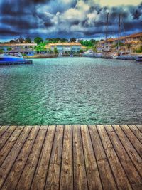 Scenic view of sea against cloudy sky