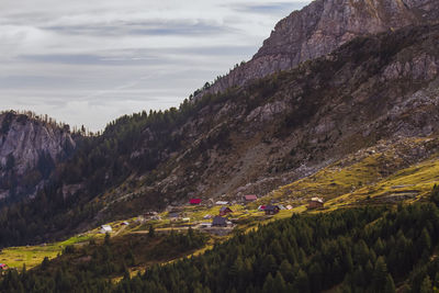 Scenic view of landscape and mountains against sky