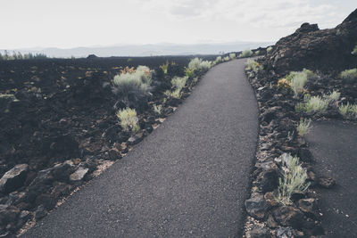 Surface level of road against sky