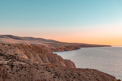 Scenic view of sea against clear sky