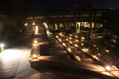 Illuminated lights on building at night