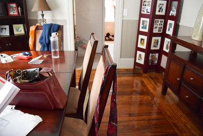 Empty chairs and table at home