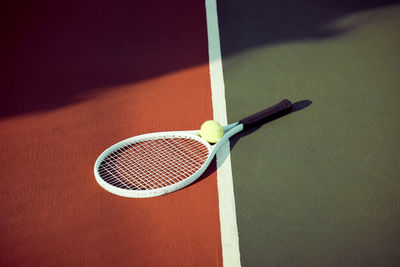 High angle view of tennis racket