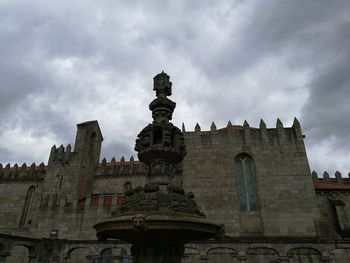 Low angle view of building against cloudy sky