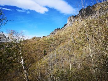 Low angle view of land against sky