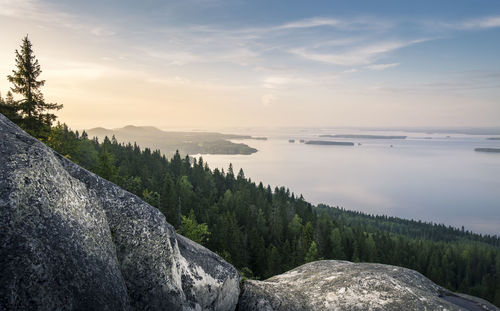 Scenic view of sea against sky during sunset