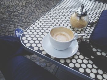 Coffee cup on table