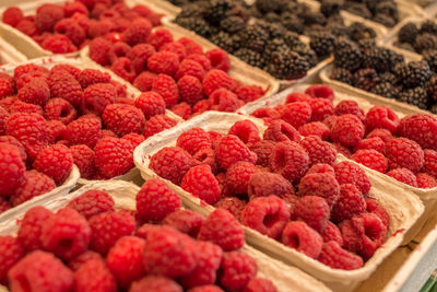 Close-up of strawberries in market