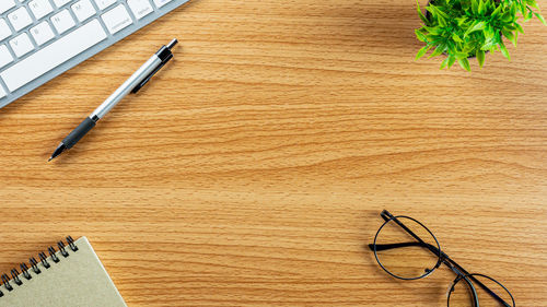 Directly above shot of eyeglasses on table