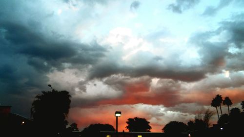 Low angle view of cloudy sky at dusk