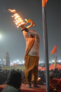 Low angle view of man standing in factory