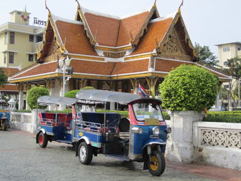Cars parked in front of building
