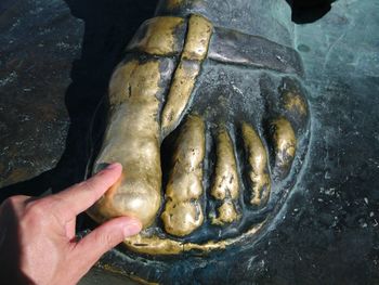 Close-up of person holding hands