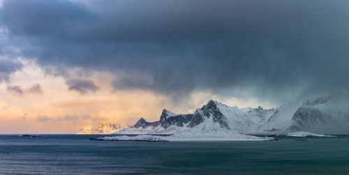 Norway, lofoten. winter dramatic landscape