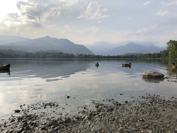 Scenic view of lake against sky