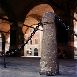 Close-up of chain in city