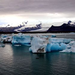 Scenic view of frozen lake against sky