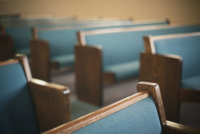 Empty pews in church
