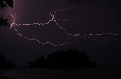 Lightning in sky at night