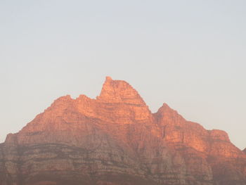 Scenic view of cliff against clear sky