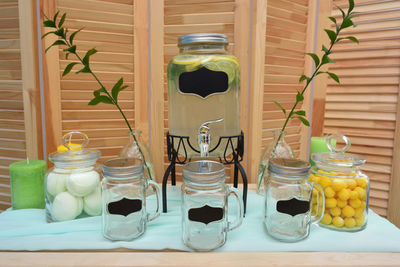 Close-up of fruits served on table