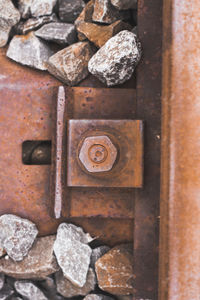 Close-up of old rusty metal door