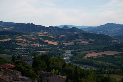 Scenic view of mountains against sky