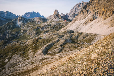 Scenic view of rocky mountains against sky
