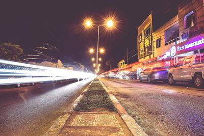 View of city street at night