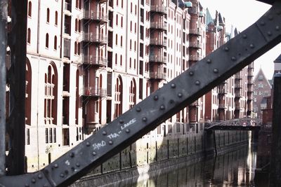 Bridge over canal amidst buildings in city