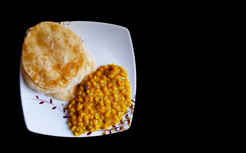 Close-up of breakfast served in plate