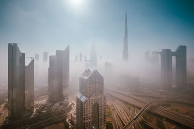 Downtown dubai in the fog