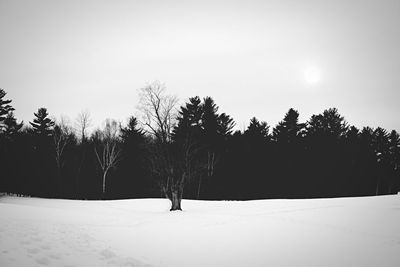 Scenic view of snow covered landscape against sky