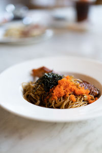 Close-up of food served in plate