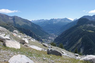 Scenic view of mountains against sky